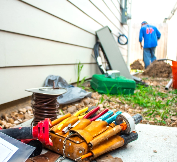 electrician-builder-with-beard-worker-white-helmet-work-installation-lamps-height-professional-overalls-with-drill-background-repair-site Electrical Experts | Powered by H | Houston Texas
