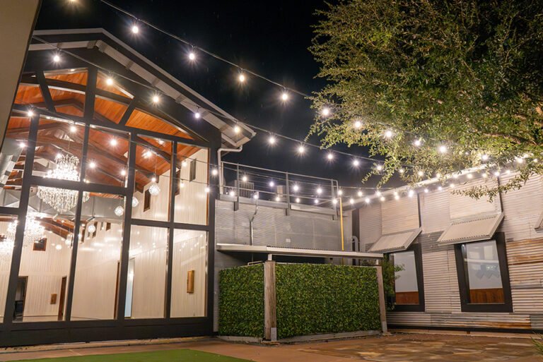 Houston wedding lighting Venue lighting design Event lighting installation Outdoor wedding lighting Houston Custom landscape lighting for venues Smart lighting systems for event spaces Powered By H lighting Houston