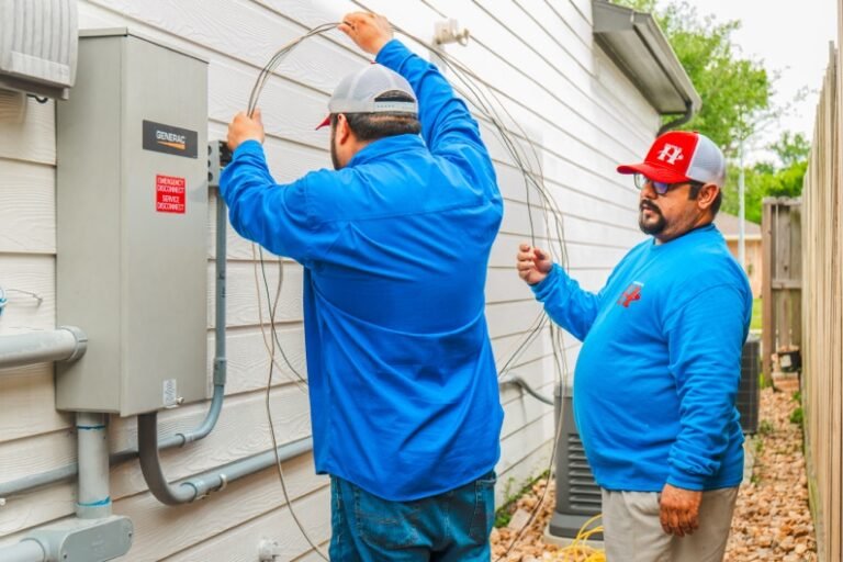 homeowner checking a tripped circuit breaker
